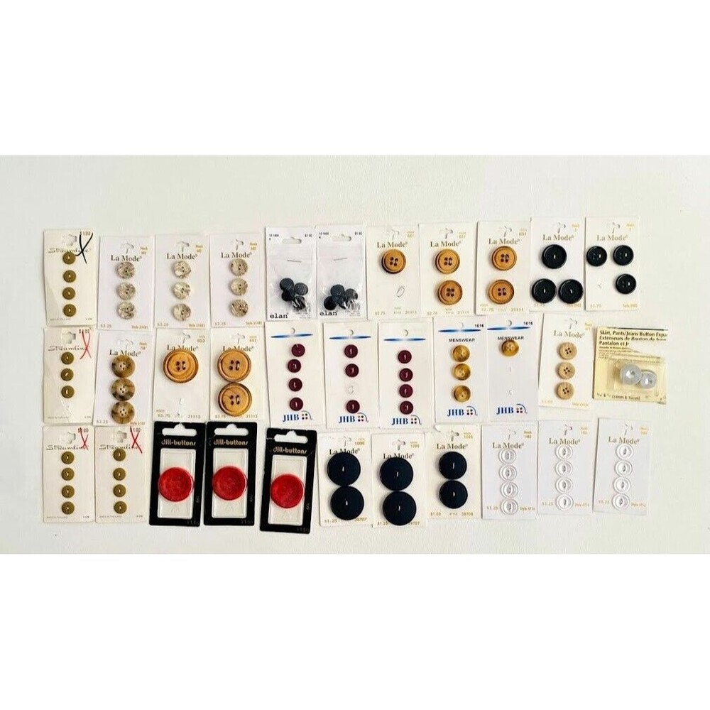 Vintage Round Buttons 4 and 2 holes for Sewing Connectors Arts& Crafts on Cards